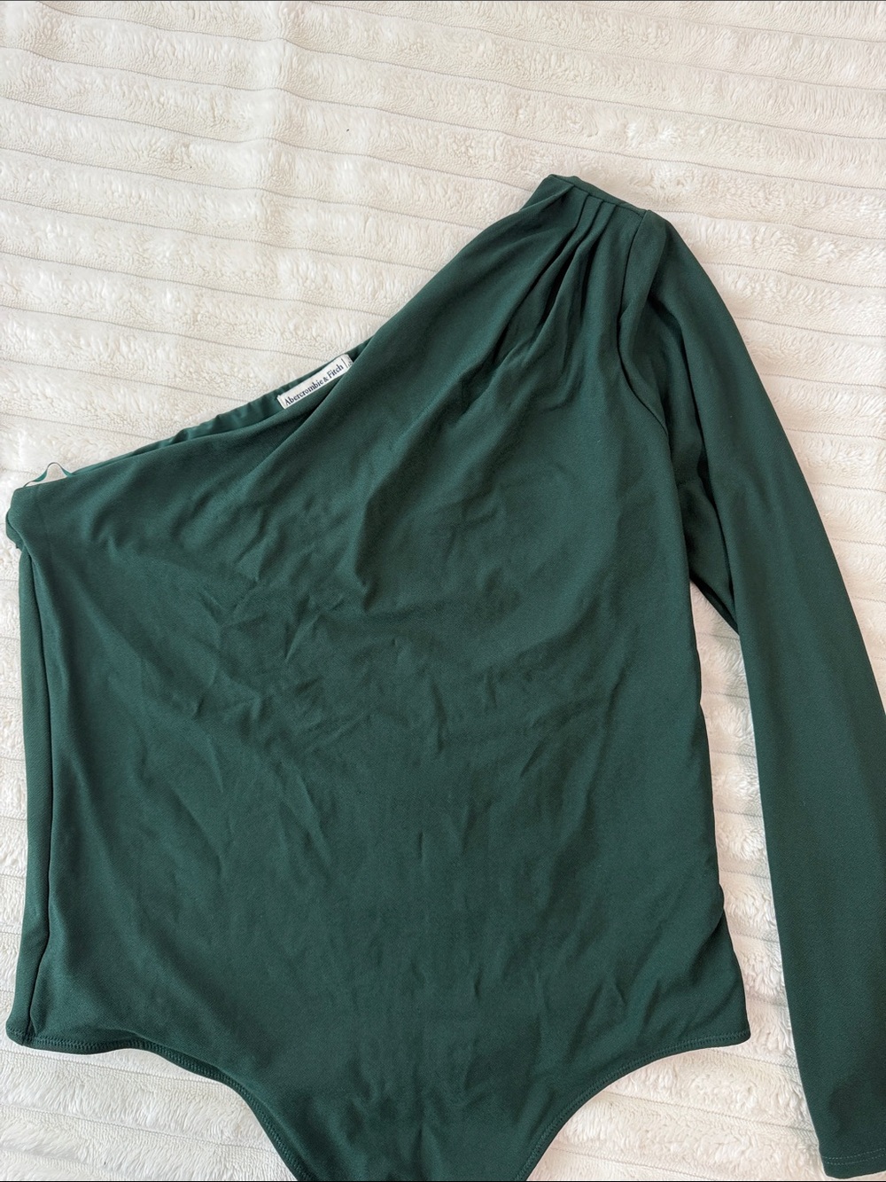 Abercrombie & Fitch One-Shoulder Long Sleeve Bodysuit - Forest Green
